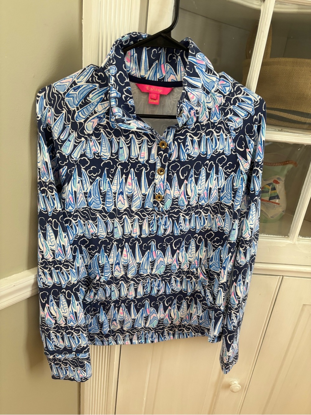 Lilly Pulitzer Navy Sailboat Print Pullover